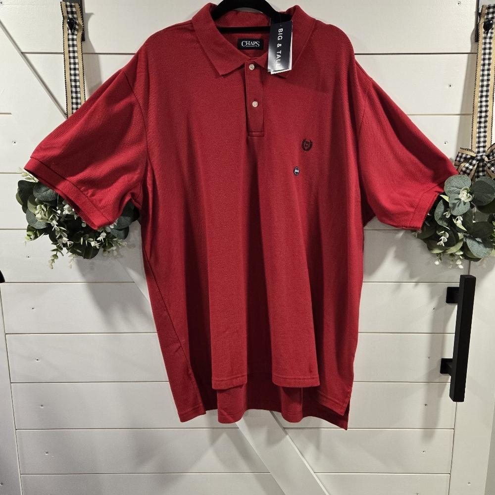 Chaps Red Polo Shirt with Relaxed Fit and Short Sleeves